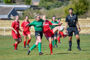 Orchard Welsh Premier Women's League match between Briton Ferry Llansawel Ladies and Aberystwyth Town Ladies at the Old Road Welfare Ground in Briton Ferry, Wales, UK.
