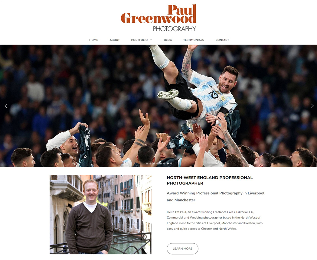 Paul Greenwood Photography Website screenshot